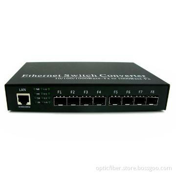 1000m Media Converter with 8 SFP*1000base Ports and 1 RJ45 Port